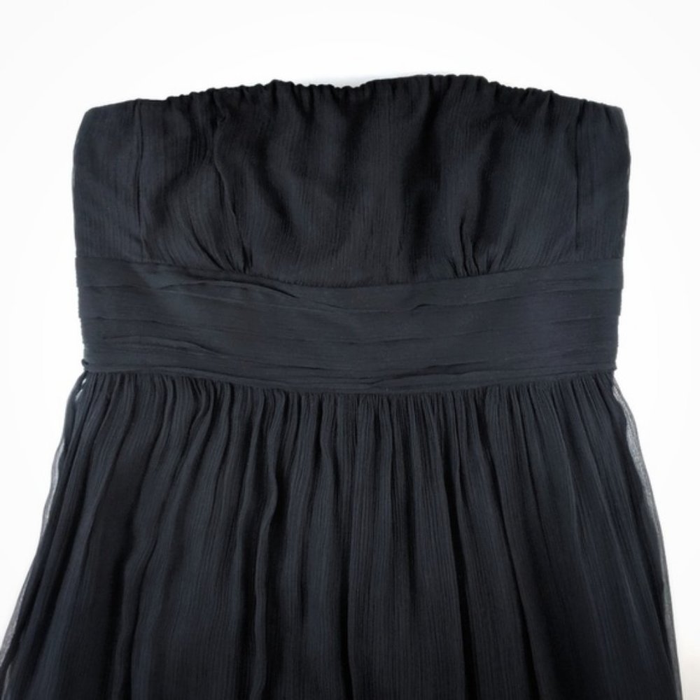 J. Crew Black Strapless Chiffon‎ Silk Dress 2 - Picture 4 of 9